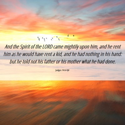 Picture 06 - Judges 14:6 KJV - And the Spirit of the LORD came mightily upon - Bible Verse Picture