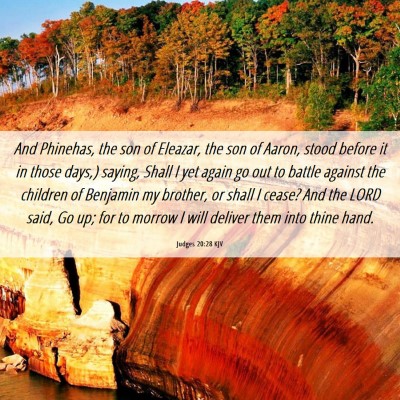 Picture 06 - Judges 20:28 KJV - And Phinehas, the son of Eleazar, the son of - Bible Verse Picture