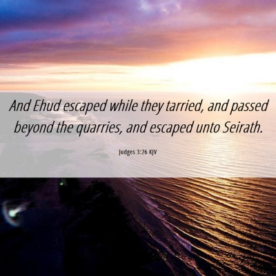 Picture 06 - Judges 3:26 KJV - And Ehud escaped while they tarried, and passed - Bible Verse Picture