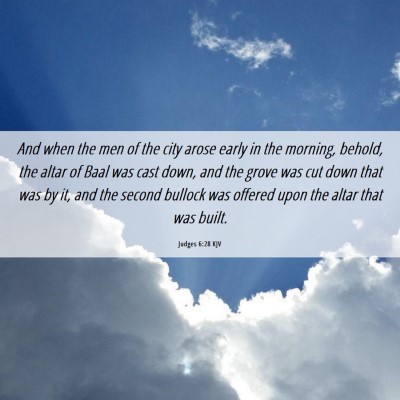 Picture 06 - Judges 6:28 KJV - And when the men of the city arose early in the - Bible Verse Picture