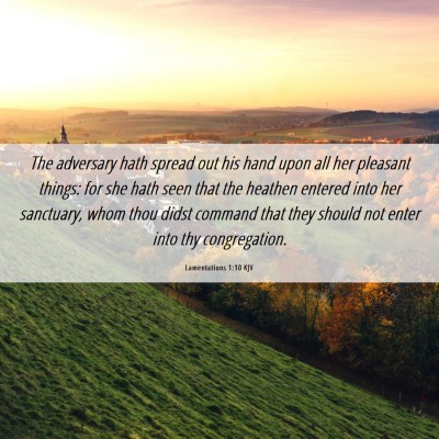 Picture 06 - Lamentations 1:10 KJV - The adversary hath spread out his hand upon all - Bible Verse Picture