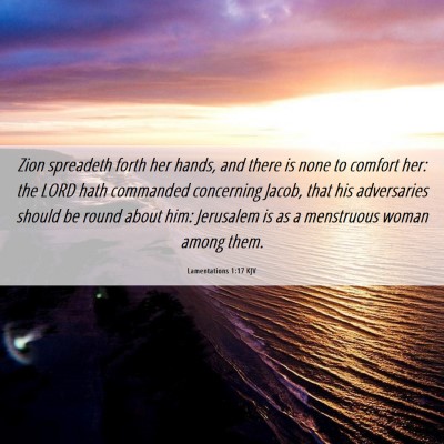 Picture 06 - Lamentations 1:17 KJV - Zion spreadeth forth her hands, and there is none - Bible Verse Picture