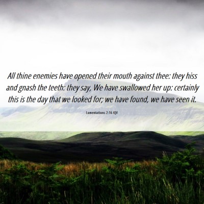 Picture 06 - Lamentations 2:16 KJV - All thine enemies have opened their mouth against - Bible Verse Picture