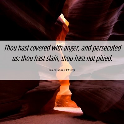 Picture 06 - Lamentations 3:43 KJV - Thou hast covered with anger, and persecuted us: - Bible Verse Picture