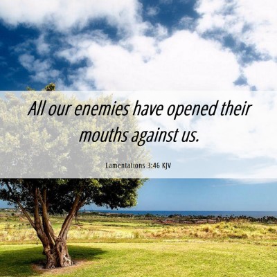 Picture 06 - Lamentations 3:46 KJV - All our enemies have opened their mouths against - Bible Verse Picture