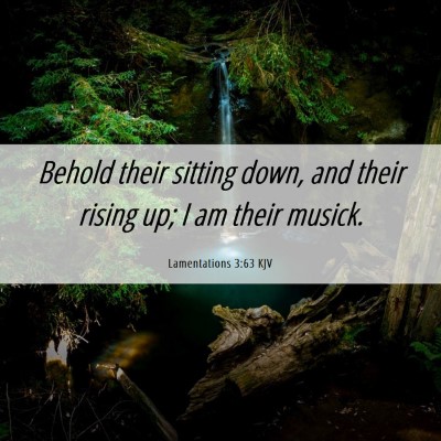Picture 06 - Lamentations 3:63 KJV - Behold their sitting down, and their rising up; I - Bible Verse Picture
