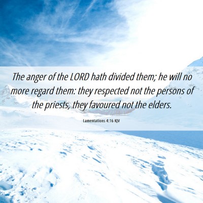 Picture 06 - Lamentations 4:16 KJV - The anger of the LORD hath divided them; he will - Bible Verse Picture