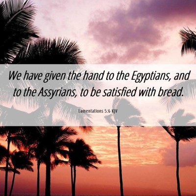 Picture 06 - Lamentations 5:6 KJV - We have given the hand to the Egyptians, and to - Bible Verse Picture