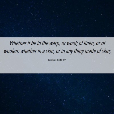 Picture 06 - Leviticus 13:48 KJV - Whether it be in the warp, or woof; of linen, or - Bible Verse Picture