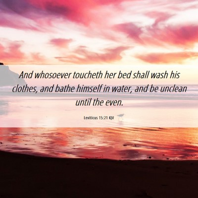 Picture 06 - Leviticus 15:21 KJV - And whosoever toucheth her bed shall wash his - Bible Verse Picture