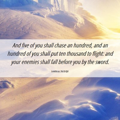 Picture 06 - Leviticus 26:8 KJV - And five of you shall chase an hundred, and an - Bible Verse Picture