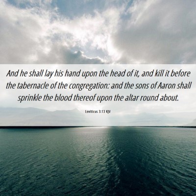 Picture 06 - Leviticus 3:13 KJV - And he shall lay his hand upon the head of it, - Bible Verse Picture