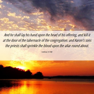 Picture 06 - Leviticus 3:2 KJV - And he shall lay his hand upon the head of his - Bible Verse Picture