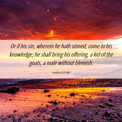 Picture 06 - Leviticus 4:23 KJV - Or if his sin, wherein he hath sinned, come to - Bible Verse Picture