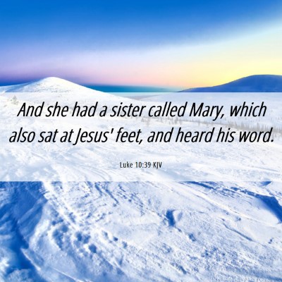 Picture 06 - Luke 10:39 KJV - And she had a sister called Mary, which also sat - Bible Verse Picture