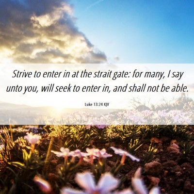 Picture 06 - Luke 13:24 KJV - Strive to enter in at the strait gate: for many, - Bible Verse Picture