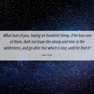 Picture 06 - Luke 15:4 KJV - What man of you, having an hundred sheep, if he - Bible Verse Picture