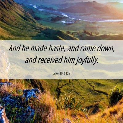 Picture 06 - Luke 19:6 KJV - And he made haste, and came down, and received - Bible Verse Picture