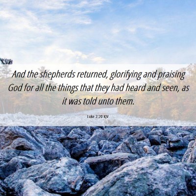 Picture 06 - Luke 2:20 KJV - And the shepherds returned, glorifying and - Bible Verse Picture