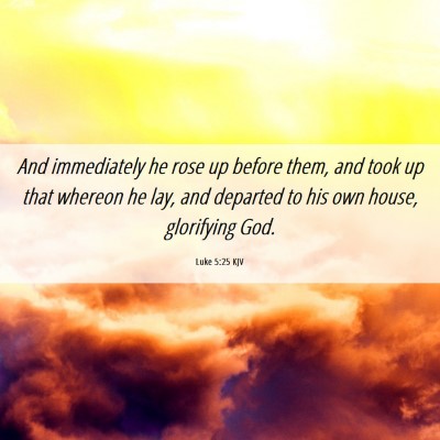 Picture 06 - Luke 5:25 KJV - And immediately he rose up before them, and took - Bible Verse Picture