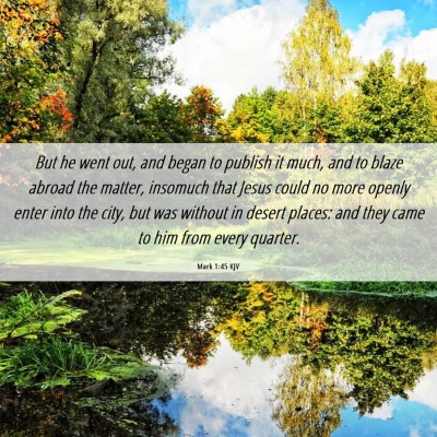 Picture 06 - Mark 1:45 KJV - But he went out, and began to publish it much, - Bible Verse Picture