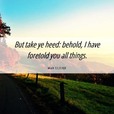 Picture 06 - Mark 13:23 KJV - But take ye heed: behold, I have foretold you all - Bible Verse Picture