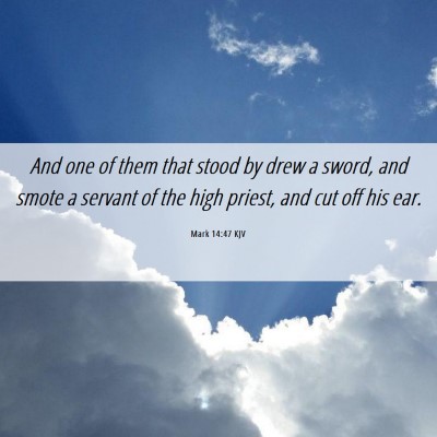 Picture 06 - Mark 14:47 KJV - And one of them that stood by drew a sword, and - Bible Verse Picture