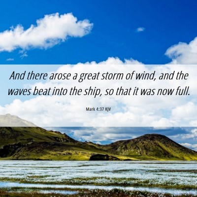 Picture 06 - Mark 4:37 KJV - And there arose a great storm of wind, and the - Bible Verse Picture