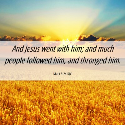 Picture 06 - Mark 5:24 KJV - And Jesus went with him; and much people followed - Bible Verse Picture