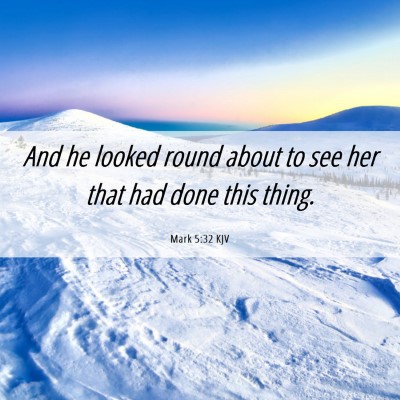 Picture 06 - Mark 5:32 KJV - And he looked round about to see her that had - Bible Verse Picture