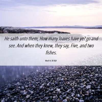 Picture 06 - Mark 6:38 KJV - He saith unto them, How many loaves have ye? go - Bible Verse Picture