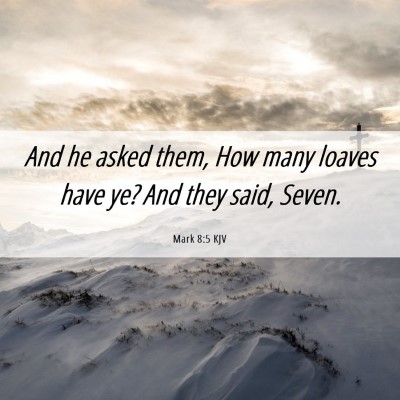 Picture 06 - Mark 8:5 KJV - And he asked them, How many loaves have ye? And - Bible Verse Picture