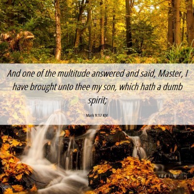 Picture 06 - Mark 9:17 KJV - And one of the multitude answered and said, - Bible Verse Picture