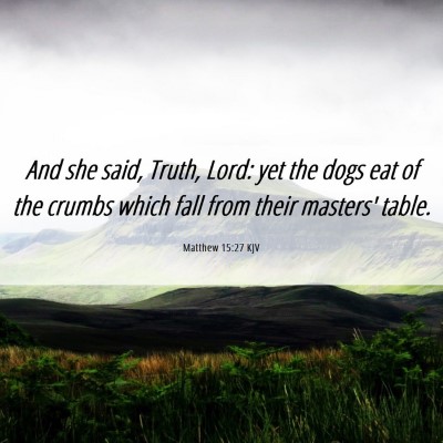 Picture 06 - Matthew 15:27 KJV - And she said, Truth, Lord: yet the dogs eat of - Bible Verse Picture