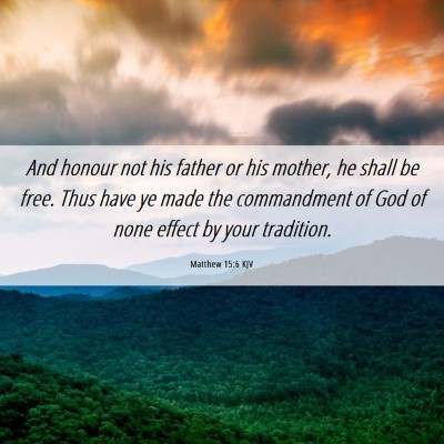 Picture 06 - Matthew 15:6 KJV - And honour not his father or his mother, he shall - Bible Verse Picture