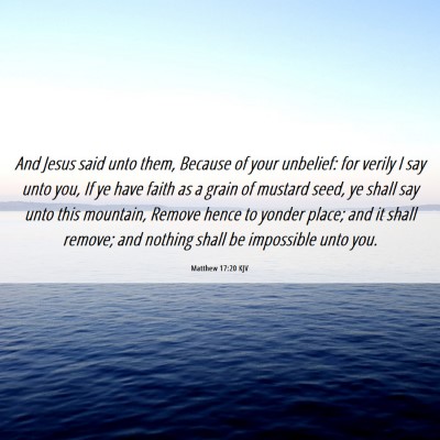Picture 06 - Matthew 17:20 KJV - And Jesus said unto them, Because of your - Bible Verse Picture