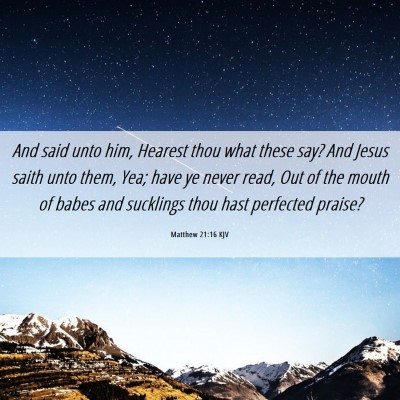 Picture 06 - Matthew 21:16 KJV - And said unto him, Hearest thou what these say? - Bible Verse Picture