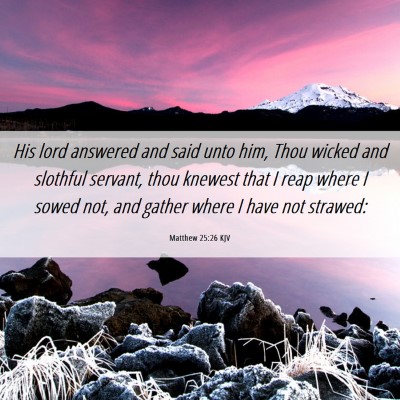 Picture 06 - Matthew 25:26 KJV - His lord answered and said unto him, Thou wicked - Bible Verse Picture