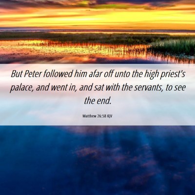 Picture 06 - Matthew 26:58 KJV - But Peter followed him afar off unto the high - Bible Verse Picture