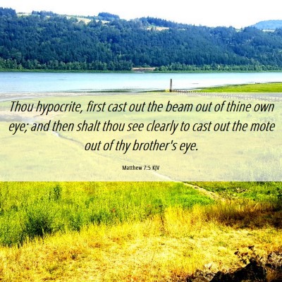 Picture 06 - Matthew 7:5 KJV - Thou hypocrite, first cast out the beam out of - Bible Verse Picture