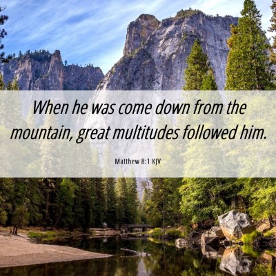 Picture 06 - Matthew 8:1 KJV - When he was come down from the mountain, great - Bible Verse Picture