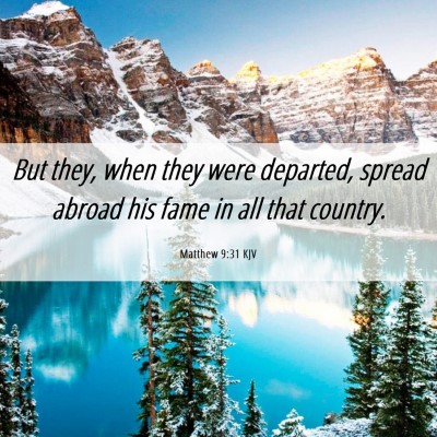 Picture 06 - Matthew 9:31 KJV - But they, when they were departed, spread abroad - Bible Verse Picture