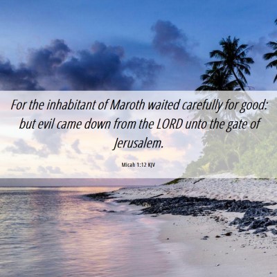 Picture 06 - Micah 1:12 KJV - For the inhabitant of Maroth waited carefully for - Bible Verse Picture