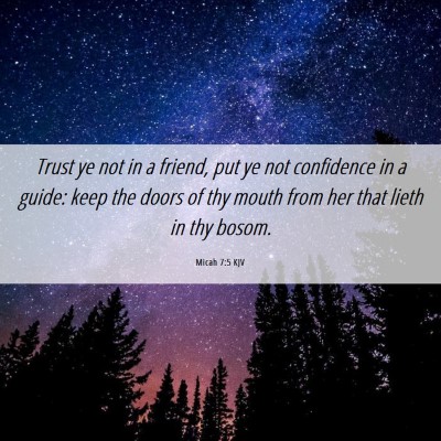 Picture 06 - Micah 7:5 KJV - Trust ye not in a friend, put ye not confidence - Bible Verse Picture