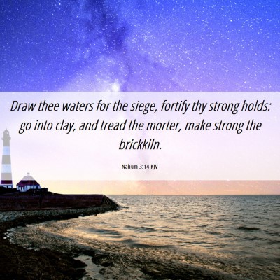 Picture 06 - Nahum 3:14 KJV - Draw thee waters for the siege, fortify thy - Bible Verse Picture