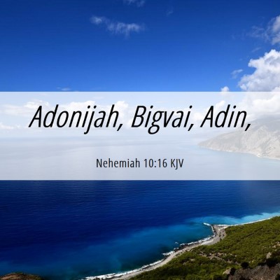 Picture 06 - Nehemiah 10:16 KJV - Adonijah, Bigvai, - Bible Verse Picture