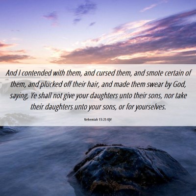 Picture 06 - Nehemiah 13:25 KJV - And I contended with them, and cursed them, and - Bible Verse Picture
