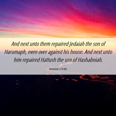 Picture 06 - Nehemiah 3:10 KJV - And next unto them repaired Jedaiah the son of - Bible Verse Picture