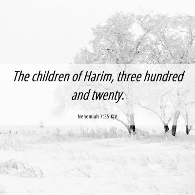 Picture 06 - Nehemiah 7:35 KJV - The children of Harim, three hundred and - Bible Verse Picture