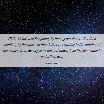Picture 06 - Numbers 1:36 KJV - Of the children of Benjamin, by their - Bible Verse Picture
